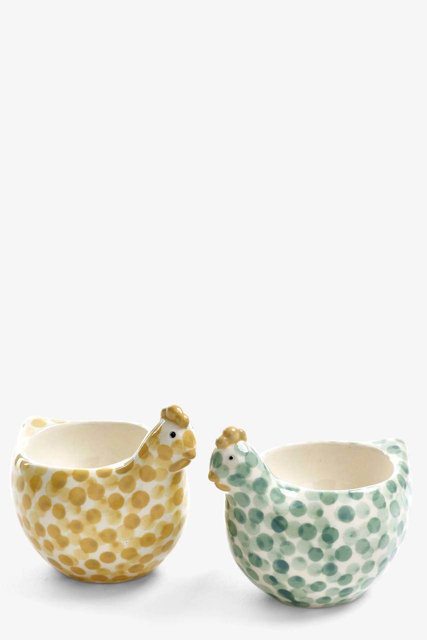 Sage Green Set of 2 Pat and Peggy Chicken Egg Cups
