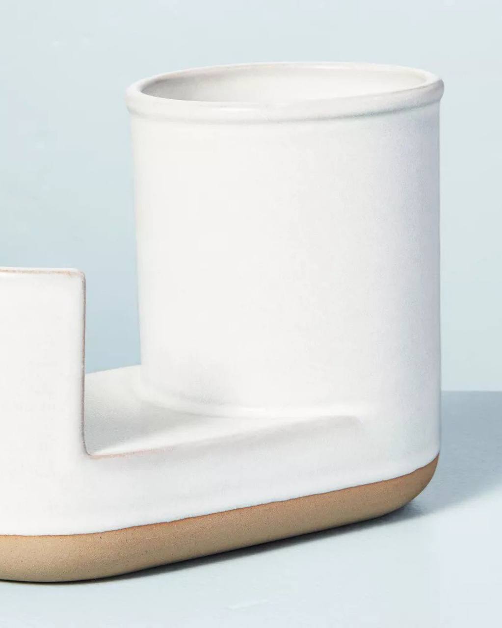 Modern Rim Stoneware Kitchen Sink Caddy Cream/Clay