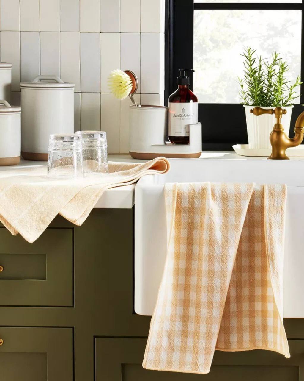 Modern Rim Stoneware Kitchen Sink Caddy Cream/Clay