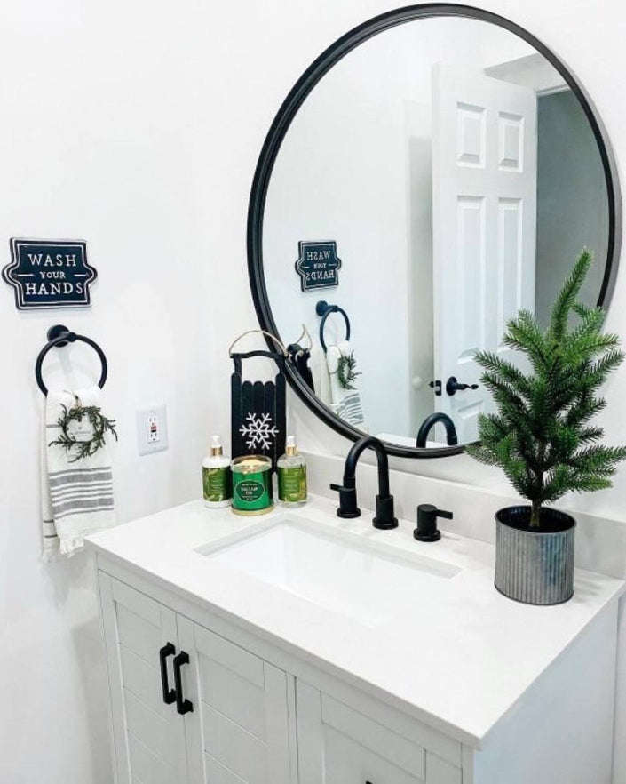 'Wash Your Hands' Wall Sign Black/White