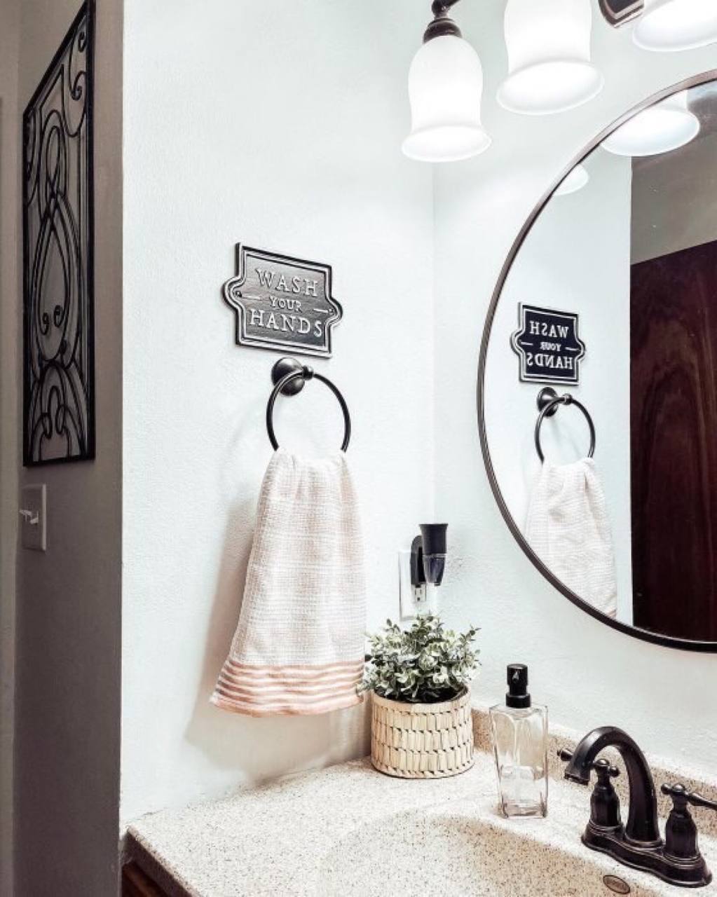 'Wash Your Hands' Wall Sign Black/White