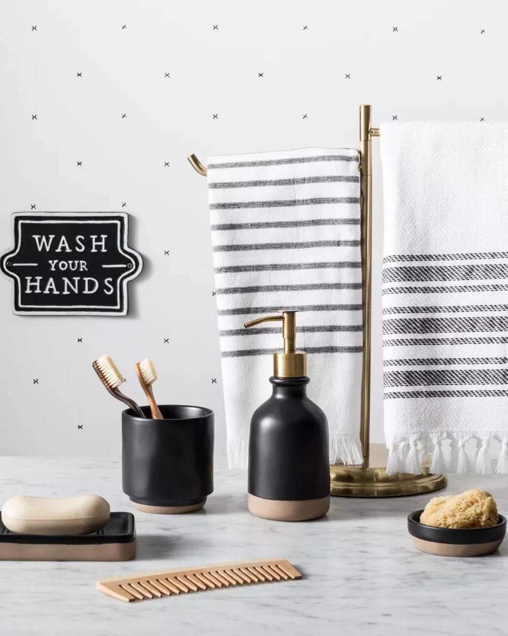'Wash Your Hands' Wall Sign Black/White