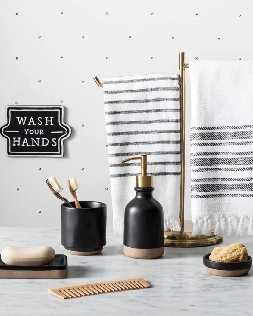 'Wash Your Hands' Wall Sign Black/White