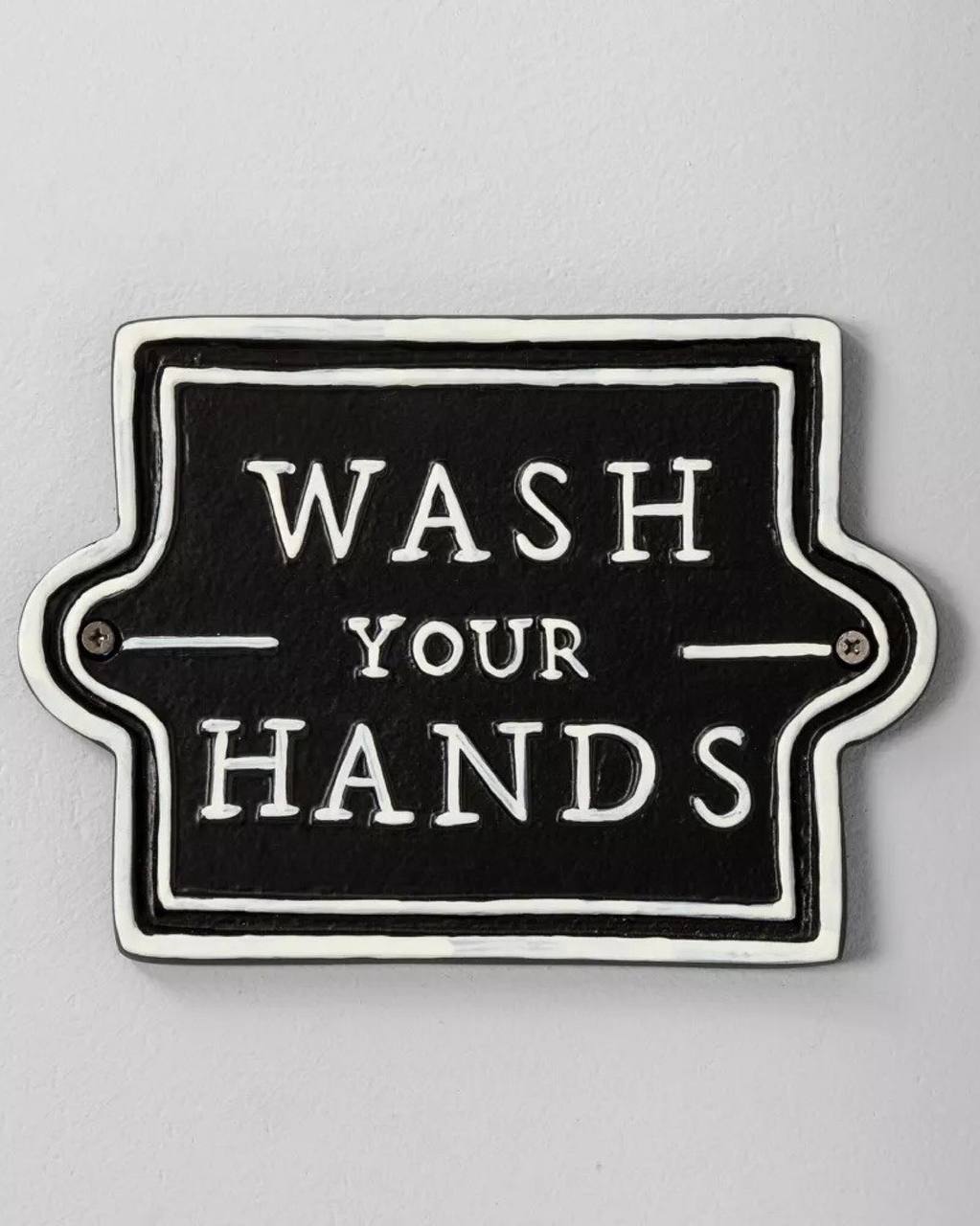 'Wash Your Hands' Wall Sign Black/White