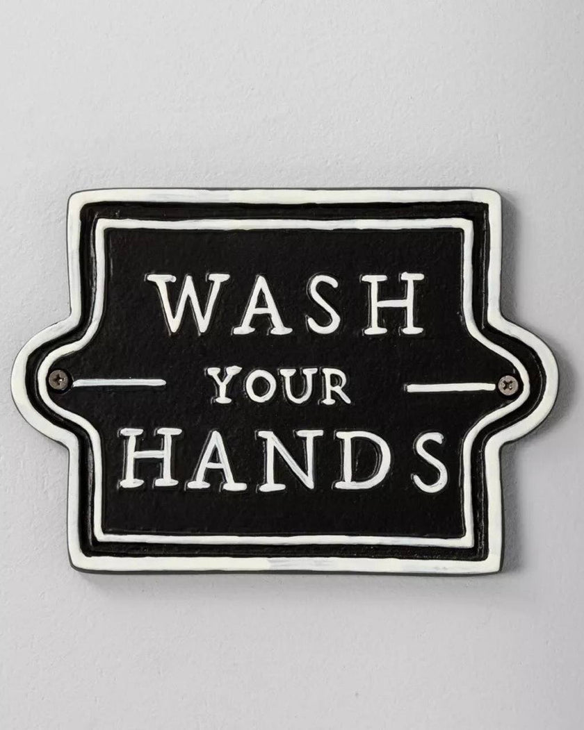 'Wash Your Hands' Wall Sign Black/White