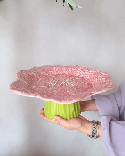[Imperfect] Pink Camelia Medium Cake Stand