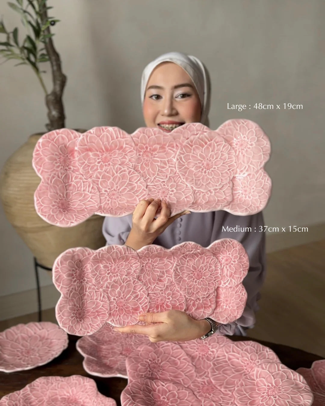 [Imperfect] Pink Camelia Platter Tray