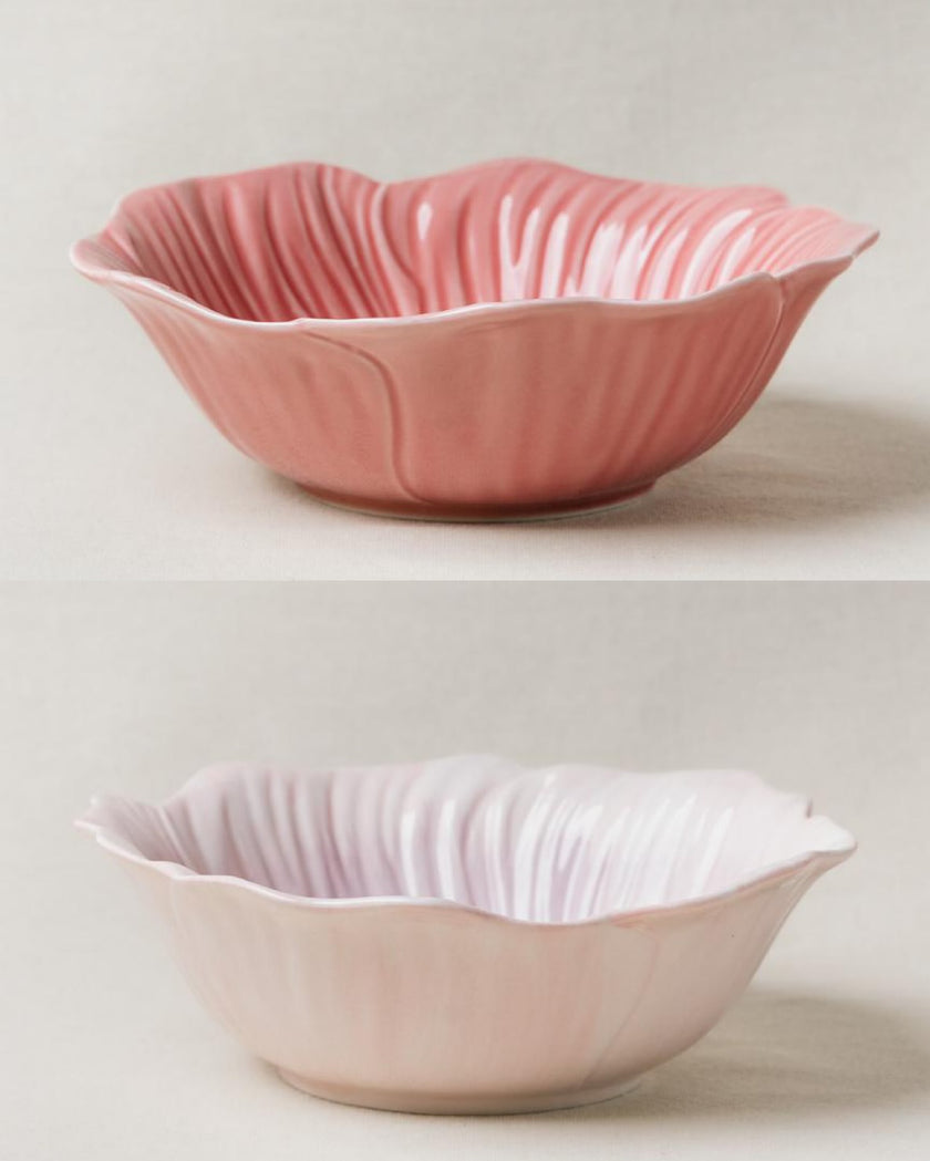 Pastel Floral Large Serving Bowl 22cm (Rose Pink & Lilac Bloom - Set of 2)