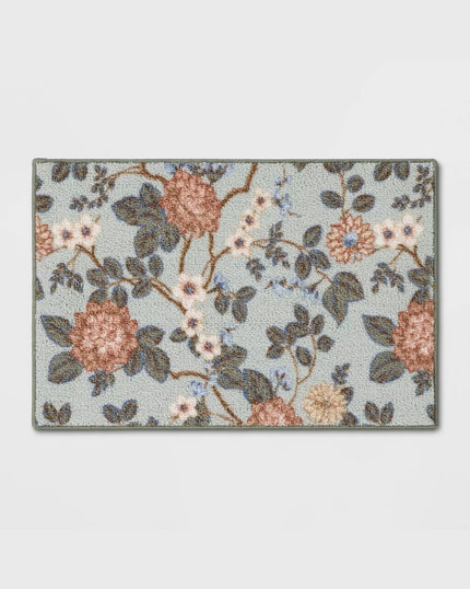 Floral Washable Accent Rug Floormat