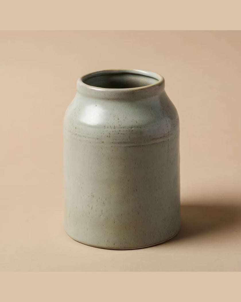 French Grey Embossed Stripe Utensil Holder