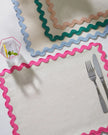 Multi Bright Wiggle Fabric Placemats Set of 4 or 8