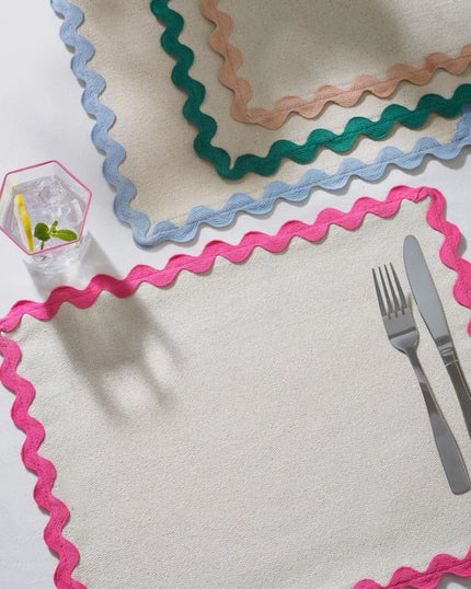 Multi Bright Wiggle Fabric Placemats Set of 4 or 8