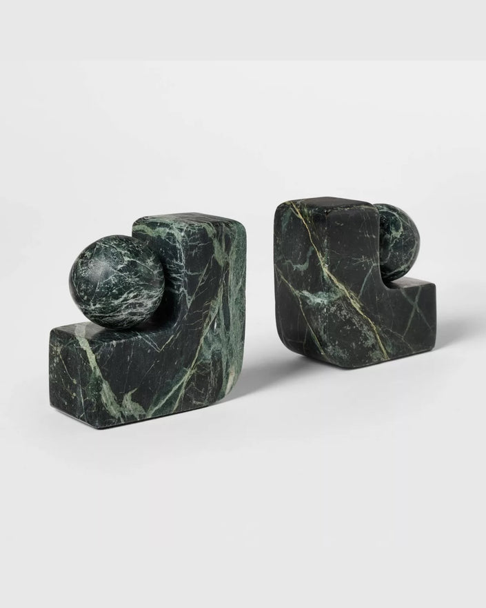 Marble Bookends Green (Set of 2)