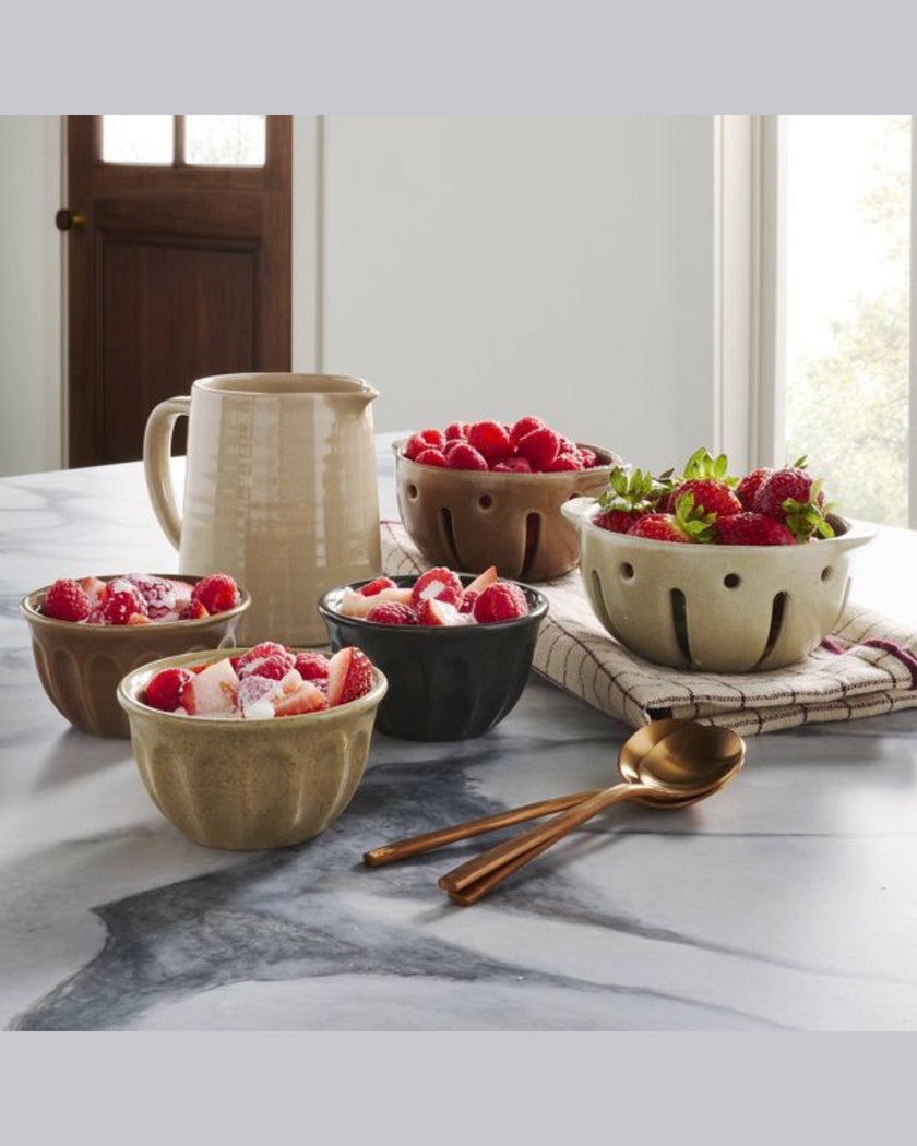 Stoneware Berry Bowls Tan/Pumpkin Brown (Set of 2 or 4)