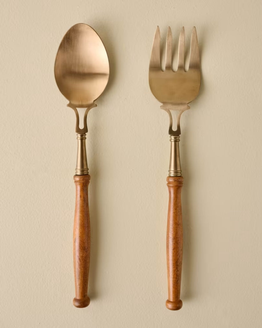 Antiqued Wood Serving Set