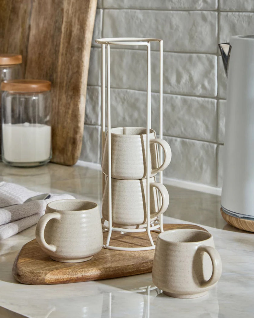 Natural Kya Stacking Espresso Mugs Set of 4 / 8