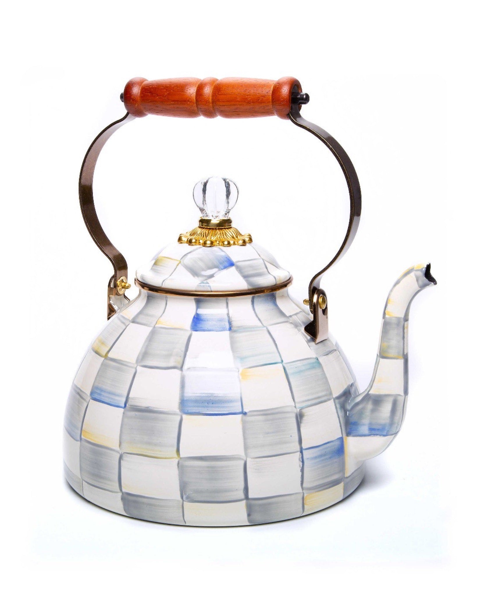 Sterling Check Enamel Tea Kettle