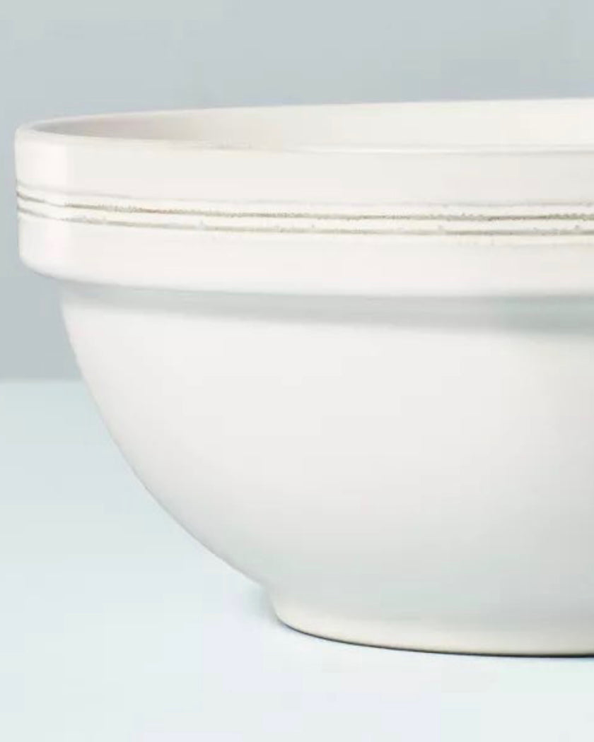 Set of 3 Brim Stripe Stoneware Mixing/Serving Bowl Set Cream