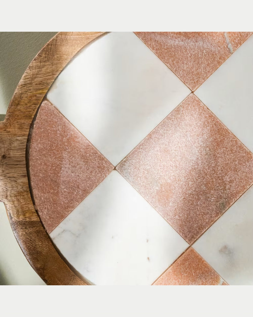 Carmella Checkered Marble Serving Board