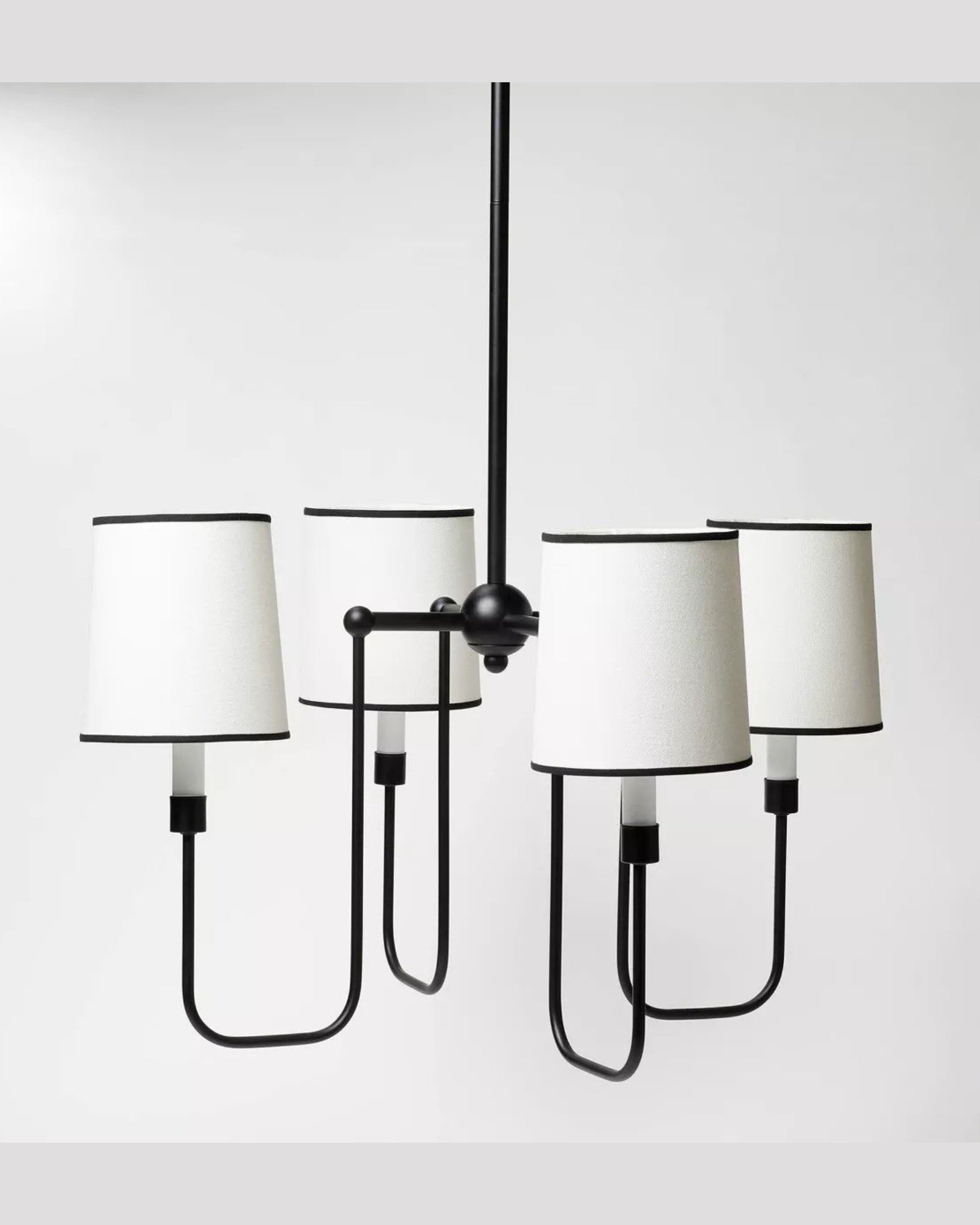 4-Arm Chandelier with Trim Shades Black