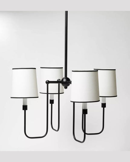 4-Arm Chandelier with Trim Shades Black
