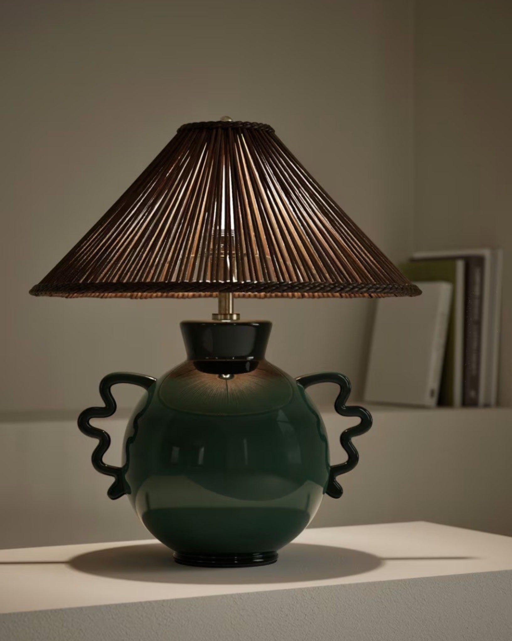 Rashia Rattan Green Table Lamp