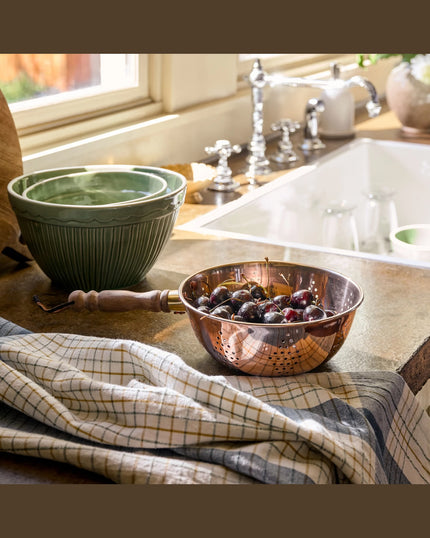 Copper Colander with Walnut Handle