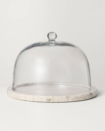 Slab Marble Covered Dessert Stand Warm Gray