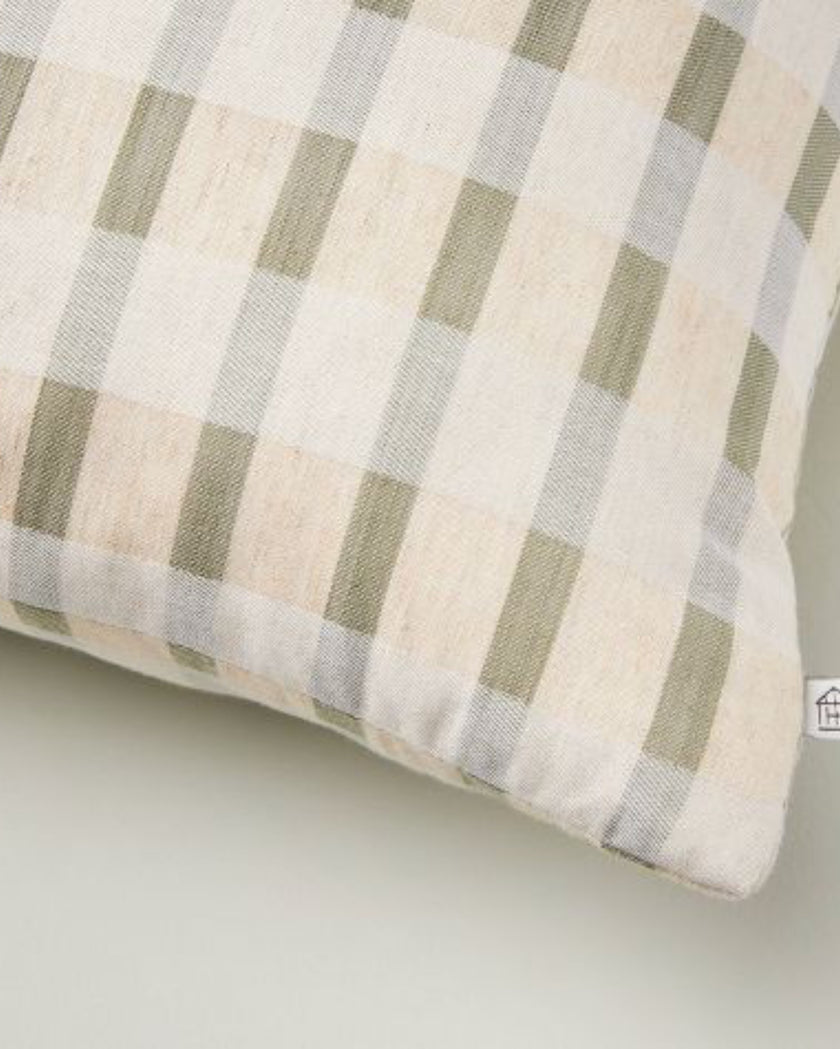 Layered Stripe Lumbar Bed Pillow Sage Green/Cream/Natural