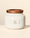 7oz Stoneware Tea Canister with Wood Lid Cream/Brown