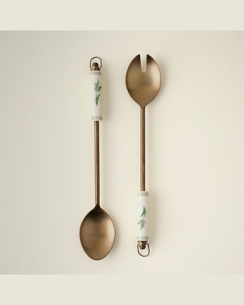 Copper Floral Serving Utensil Set