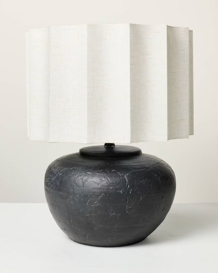 Oversized Ceramic with Fluted Shade Table Lamp Black/White