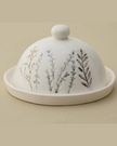Pressed Floral Ceramic Butter Dish