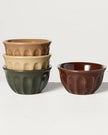 Set of 4 Fluted Stoneware Mini Bowls