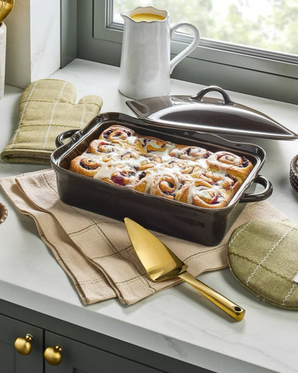 Ceramic Wavy Edge Baking Dish Brown