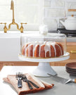 Stoneware Reactive Glaze Cake Stand with Glass Cloche