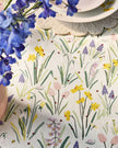 Sage Green Wildlife Spring Floral Print Wipe Clean Tablecloth (6-8pax | Round 160cm)