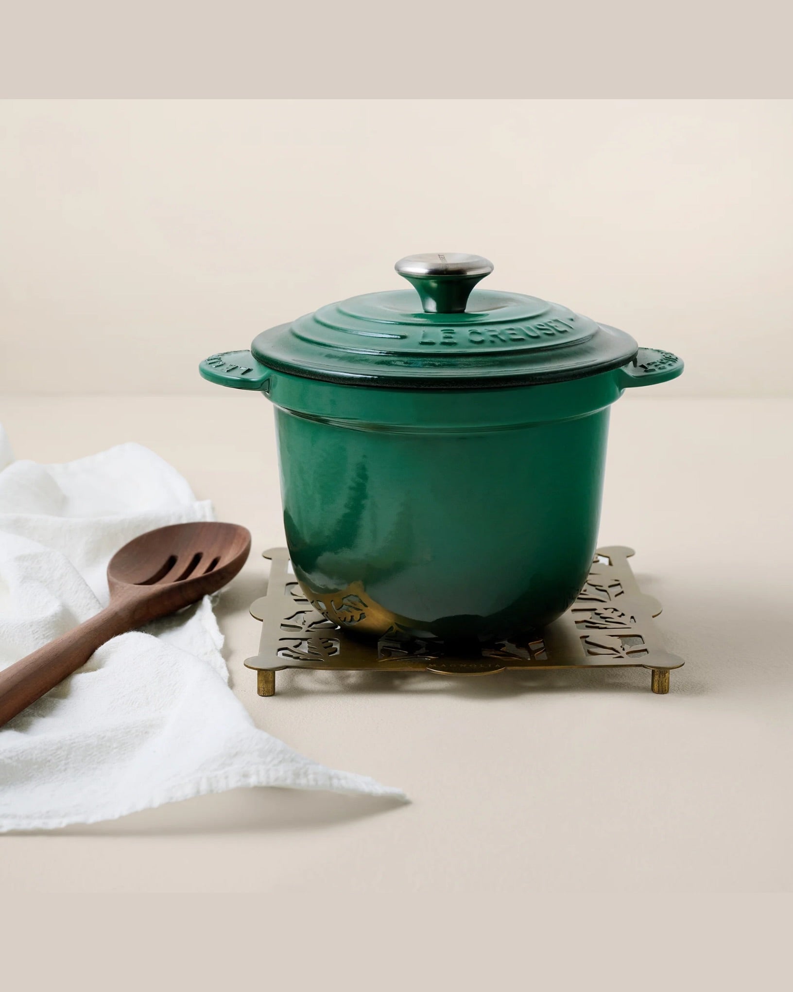 Antique Brass Shadow Floral Trivet