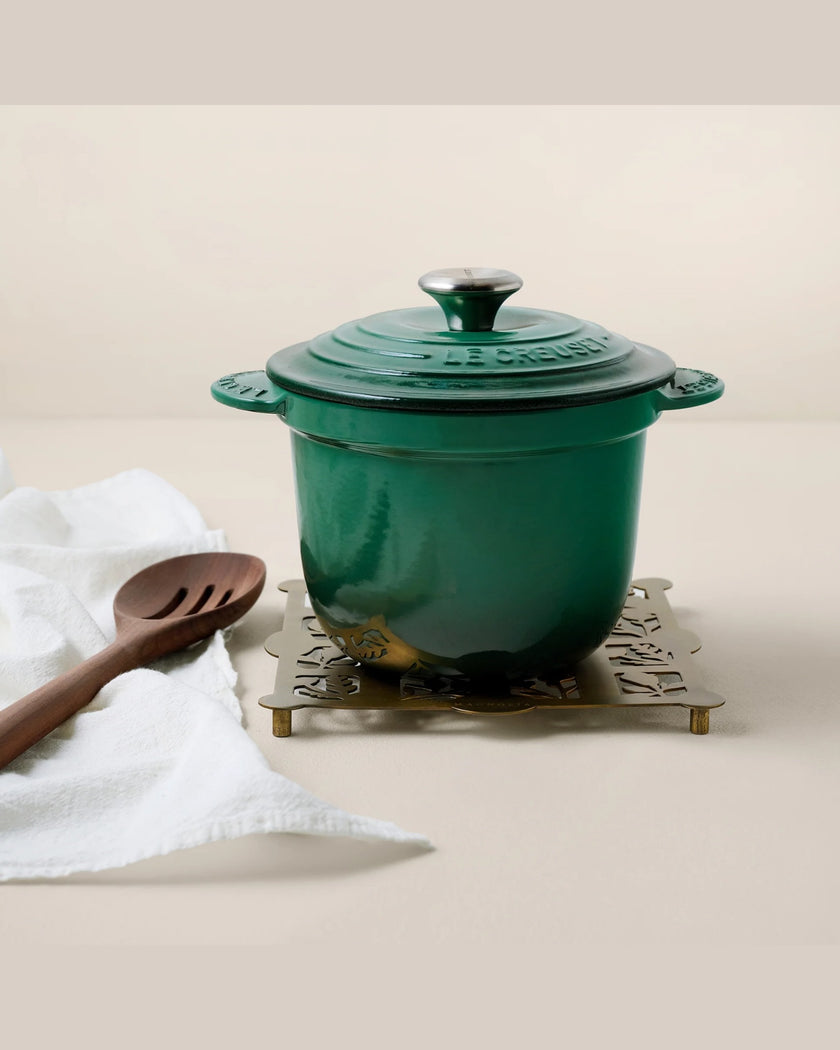 Antique Brass Shadow Floral Trivet