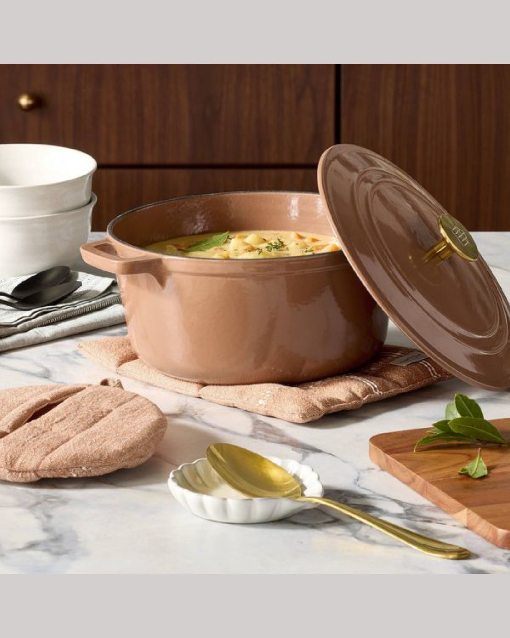 Set of 2 Textured Stripe Border Potholders Rust