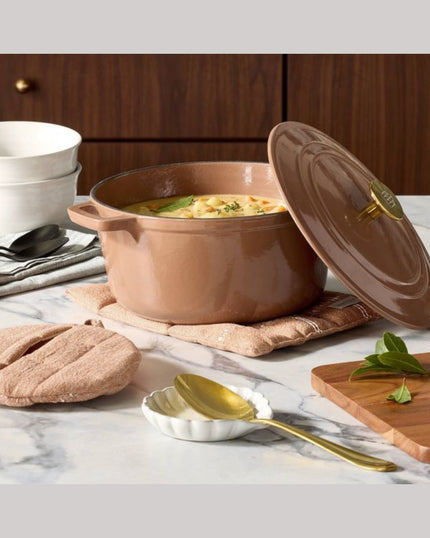 Set of 2 Textured Stripe Border Potholders Rust