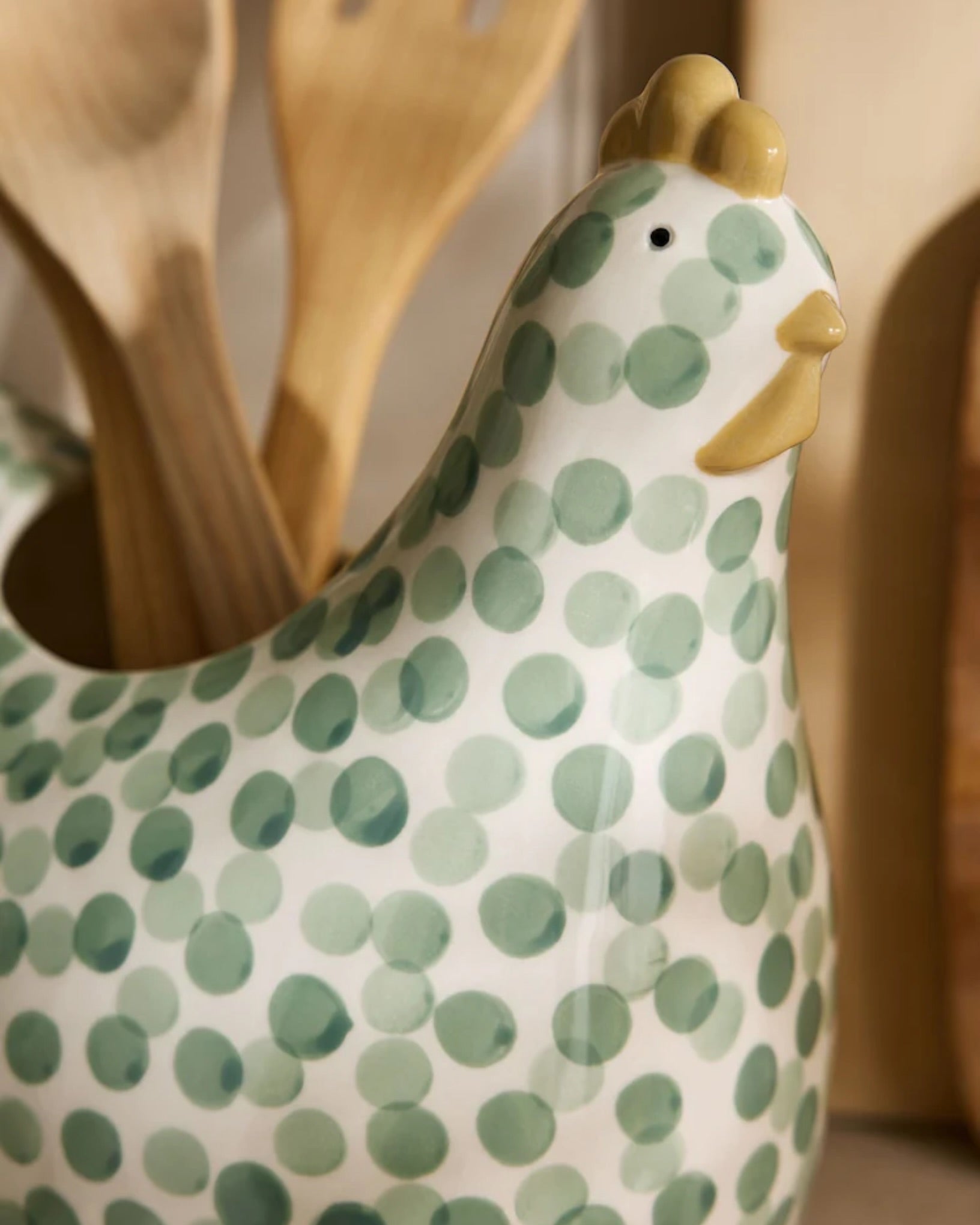 Sage Green Chicken Utensil Pot