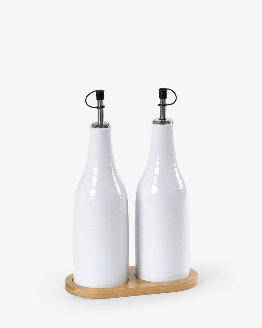 Set of 2 White Malvern Embossed Oil