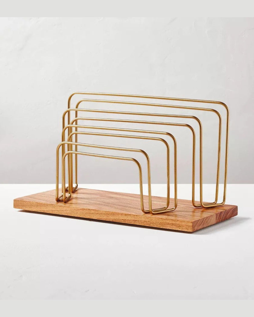 Wood & Steel Letter Sorter Brown/Brass