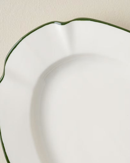 Luna Scalloped Serving Platter In Green Line