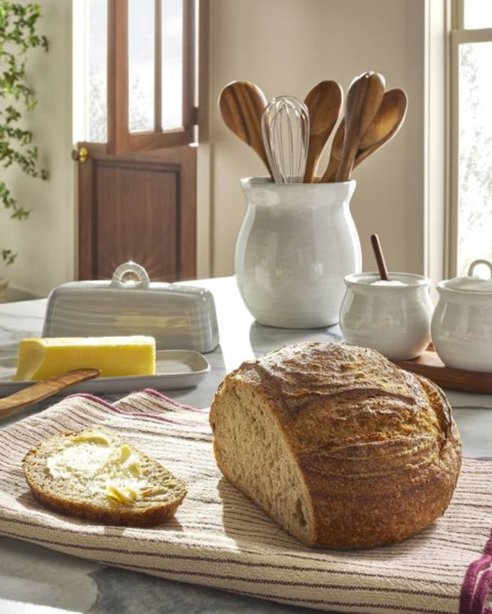 Flared Glazed Stoneware Salt & Pepper Cellar Set Cream