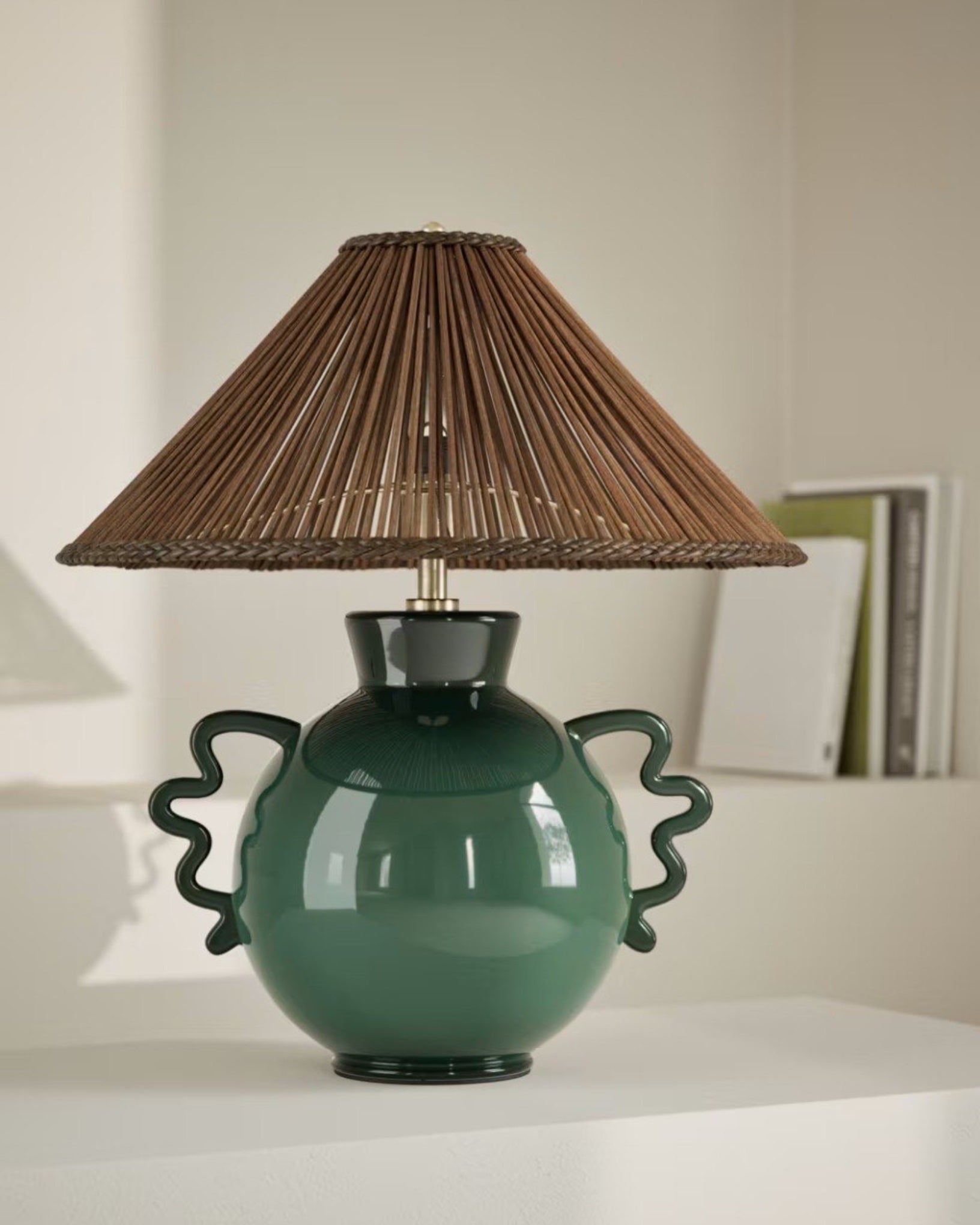 Rashia Rattan Green Table Lamp