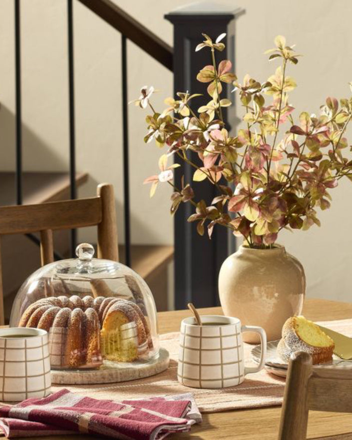 Slab Marble Covered Dessert Stand Warm Gray