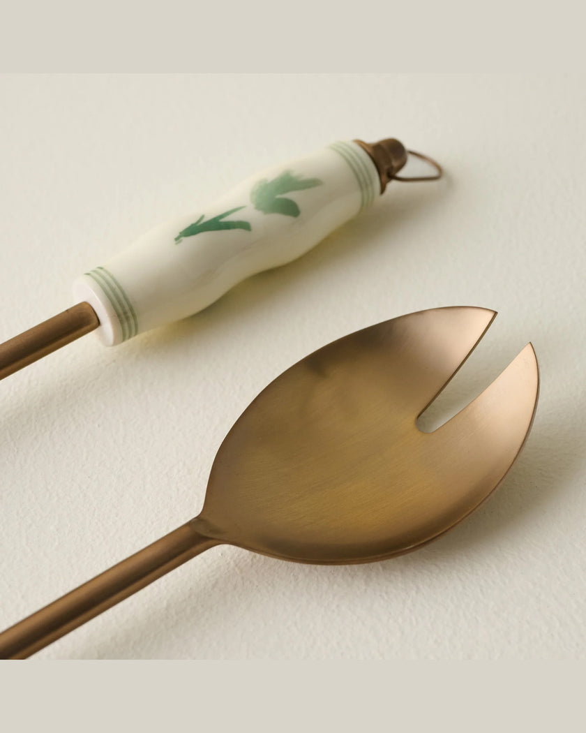 Copper Floral Serving Utensil Set