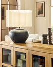 Oversized Ceramic with Fluted Shade Table Lamp Black/White